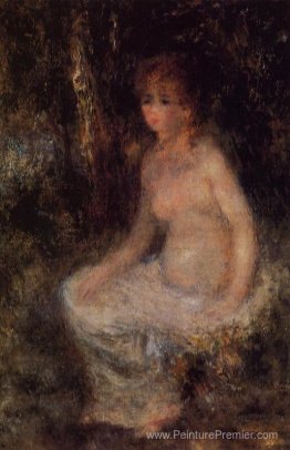 Nude assise dans la forêt