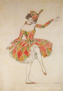 Conception du costume de Columbine pour Anna Pavlova à Harlequin