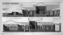 Plan d'étage du grand temple d'Isis, de son atrium, de son tricl