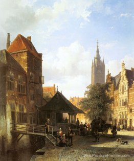 Springer Cornelis figure dans une rue à Delft