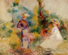 Deux femmes dans un jardin