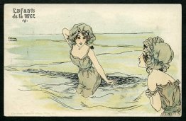 Garçons et filles en mer