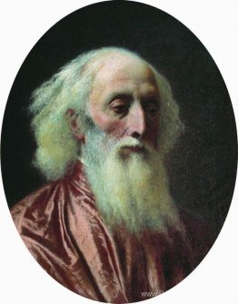 Portrait d'un vieil homme dans une robe cramoisie