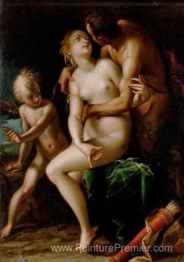 Vénus, Cupidon et un satyre