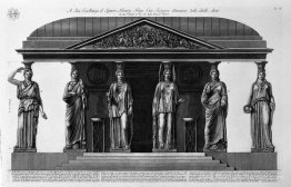 Reconstruction de l'édifice soutenu par les caryatides trouvés e