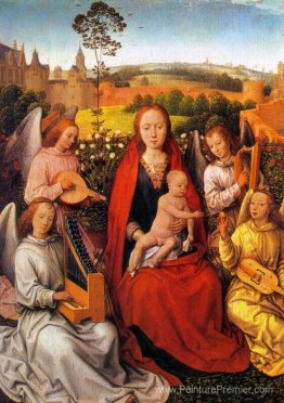 Vierge et enfant avec des anges musiciens