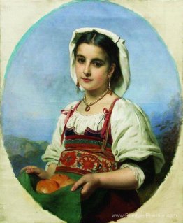 Jeune italienne avec des oranges aigres