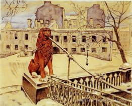 Le pont lion à Petrograd
