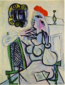 Femme avec un chapeau rouge