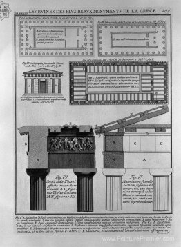 Plan, élévation et détails des temples doriques en Grèce (du Roy