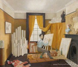 Edward Bawden travaille dans son studio