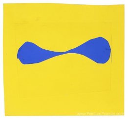 Forme bleue sur le jaune