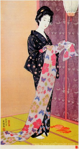 Jeune femme en été kimono