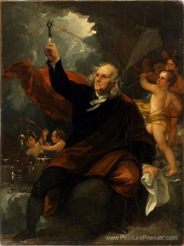 Benjamin Franklin dessinant l'électricité du ciel