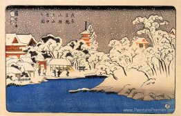 Une tempête de neige au temple de Kinryozan