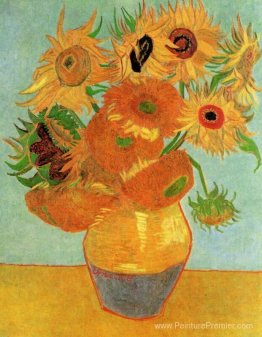 Vase de vie morte avec douze tournesols