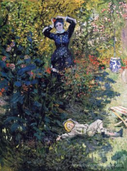 Camille et Jean Monet dans le jardin d'Argenteuil