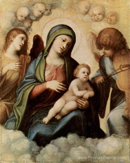 Madonna et enfant avec des anges