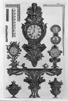 Une table avec le mur de navire Rostrata, quatre horloges, deux