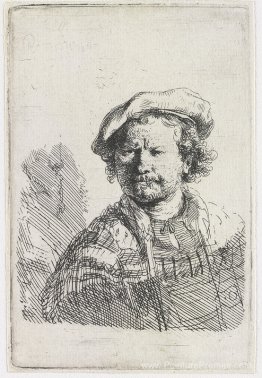 Autoportrait dans une casquette plate et une robe brodée