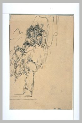 Croquis des sorcières interpellante Macbeth