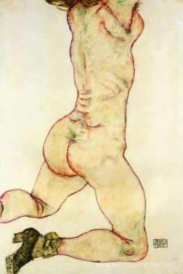 Femme à genoux nue, vue arrière