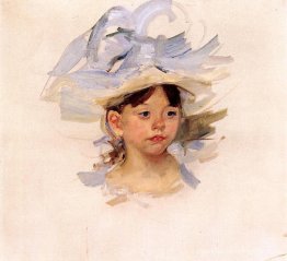 Croquis d'Ellen My Cassatt dans un grand chapeau bleu