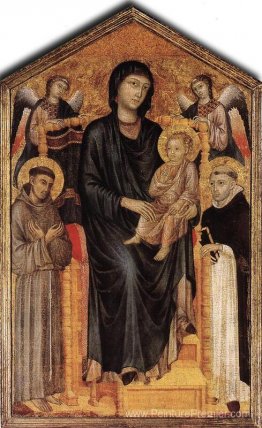 Madonna a été intronisée avec l'enfant, St. Francis, Saint Domen