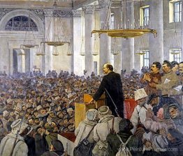 Le premier discours de Vladimir Lénine dans la Smolny. Version t