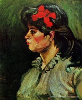 Portrait d'une femme avec un ruban rouge