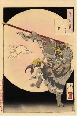 Songoku, le roi de singe et le lièvre bijou par la lune