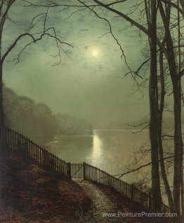 Moonlight sur le lac Roundhay Park Leeds