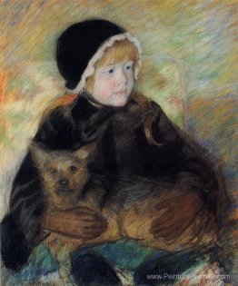 Elsie Cassatt tenant un gros chien