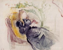 Julie Manet, lisant dans un salon de chaise