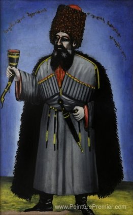 Homme avec une corne pour boire du vin (portrait de Meliton Chkh
