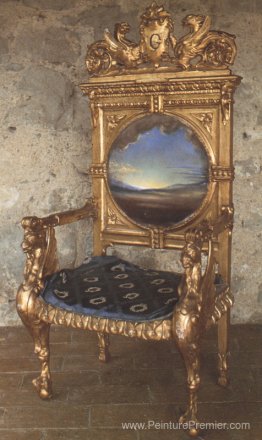 Fauteuil avec paysage peint pour le château de gala à Pubol