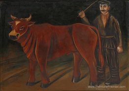 Agriculteur avec un taureau