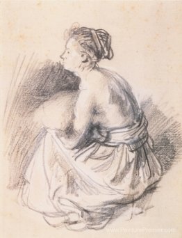 Une femme assise, nue à la taille