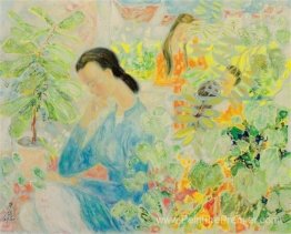 Femme dans un jardin