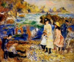 Enfants au bord de la mer à Guernesey