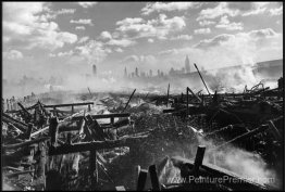 Feu à Hoboken, face à Manhattan