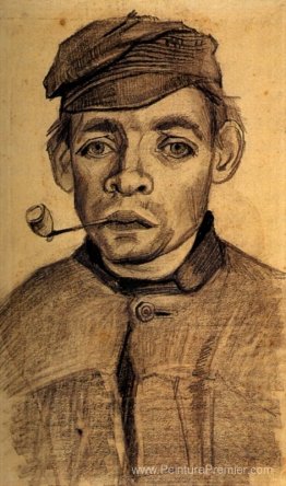 Tête d'un jeune homme avec une pipe