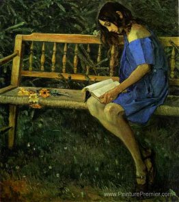 Portrait de Natasha Nesterova (sur un banc de jardin)