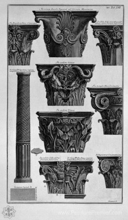 Diverses capitales, colonne (Villa Albani, St. Clement, St. Cosm