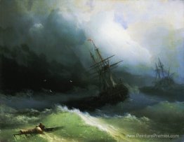 Navires dans la mer Stormy