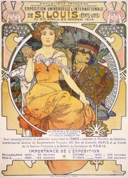 Affiche lithographique de lithographie de couleur art nouveau mo