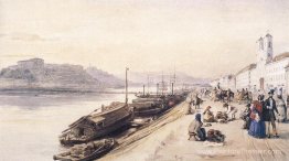 Quay du Danube avec l'église grecque en 1843