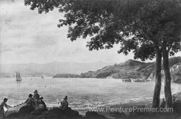 Pêcheurs d'alose sur la rive de la rivière Hudson