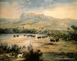 Paysage avec buffle sur le Missouri supérieur