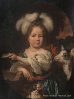 Portrait d'une jeune fille avec une coiffure en plumes et un enf